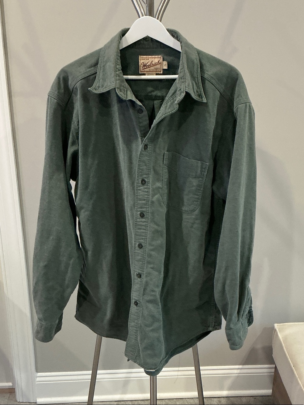 Woolrich Men's Forest Green Corduroy Button-Down Shirt